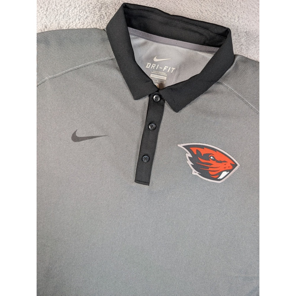 Nike Oregon State Beavers Dri-FIT Polo Shirt Mens Large Grey Black 32772X-OE5